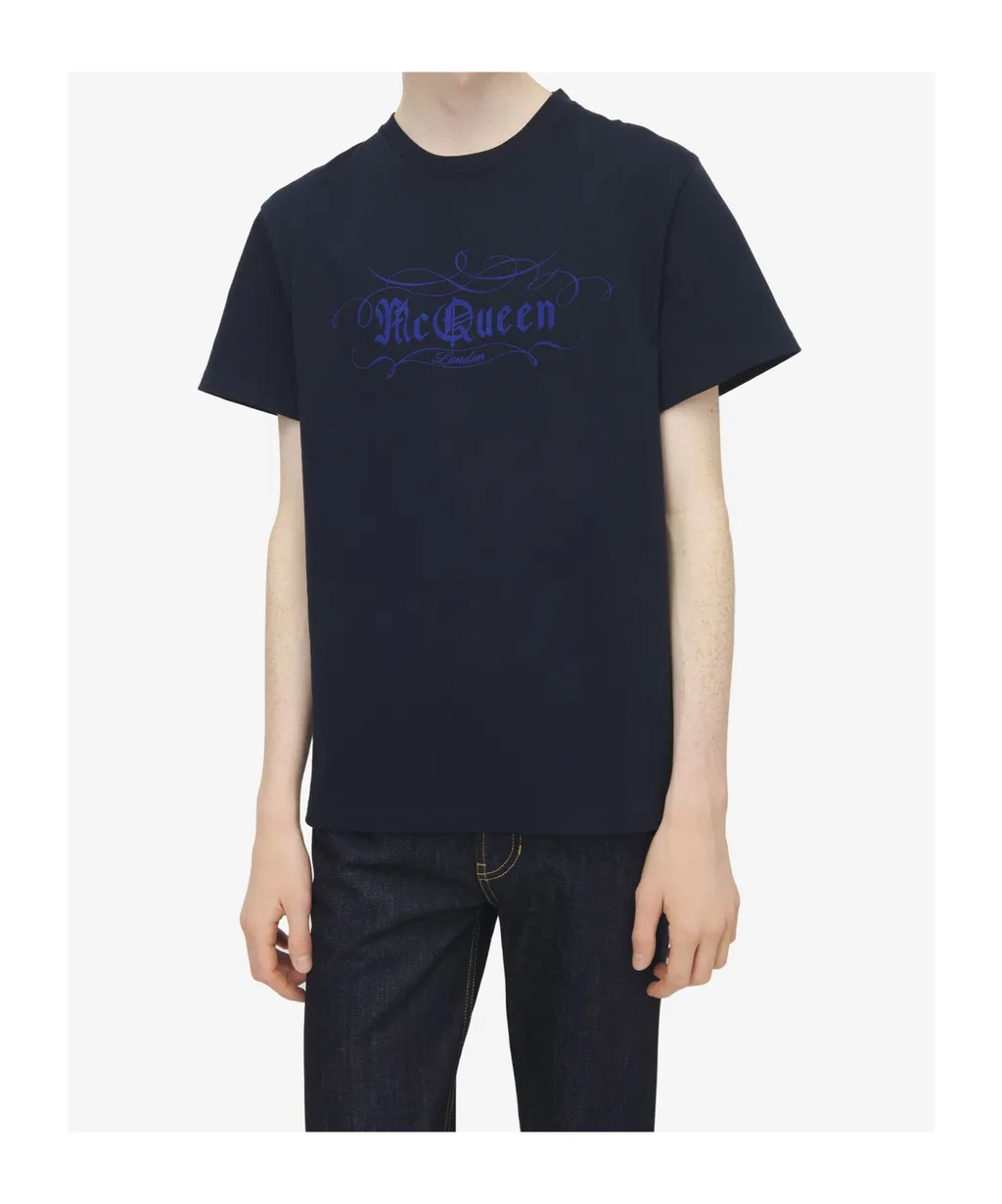 Script Printed Crewneck T-Shirt