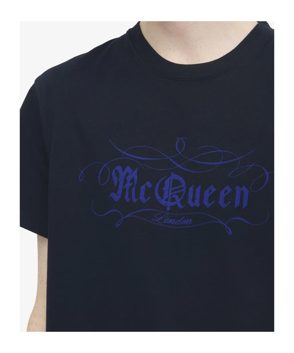 Script Printed Crewneck T-Shirt