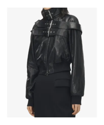 Belt Detail Leather Jacket