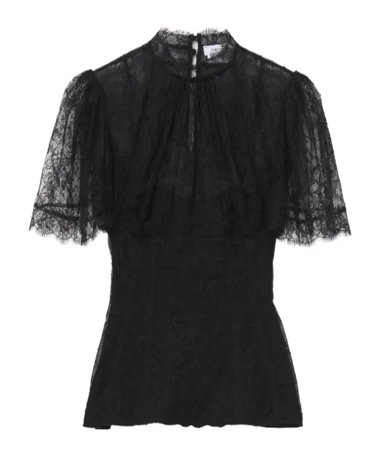 High-Neck Floral Lace Top