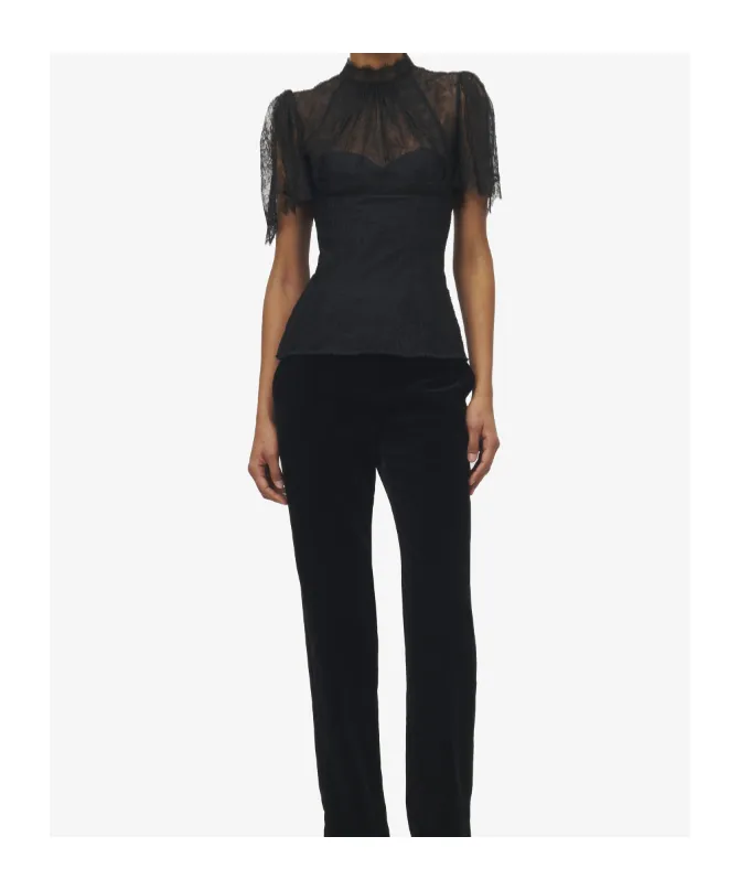 High-Neck Floral Lace Top