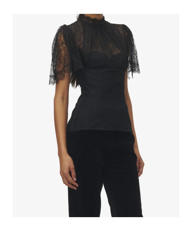 High-Neck Floral Lace Top