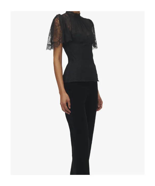 High-Neck Floral Lace Top