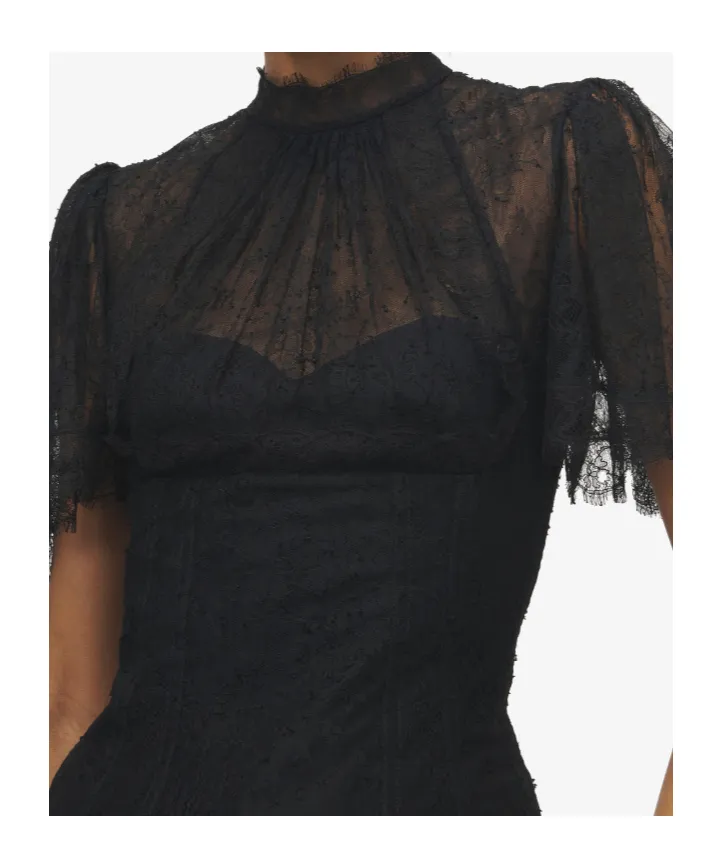 High-Neck Floral Lace Top