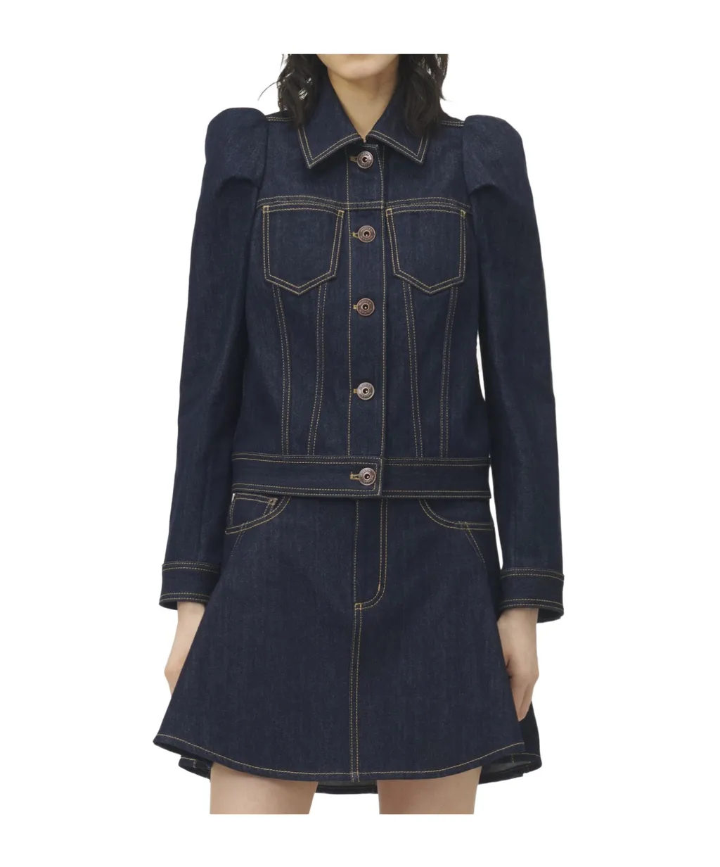 Pinched Shoulder Denim Jacket