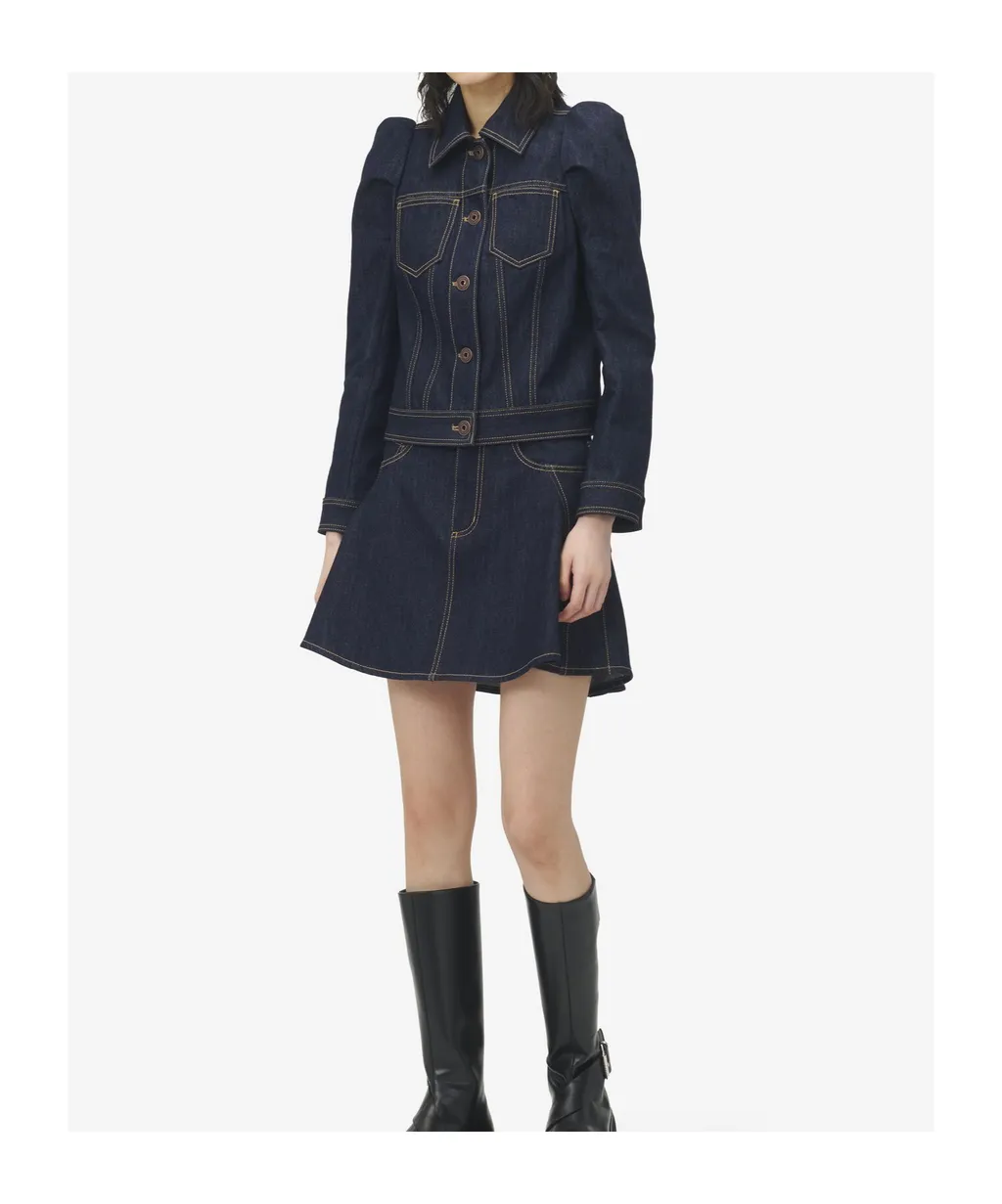 Pinched Shoulder Denim Jacket