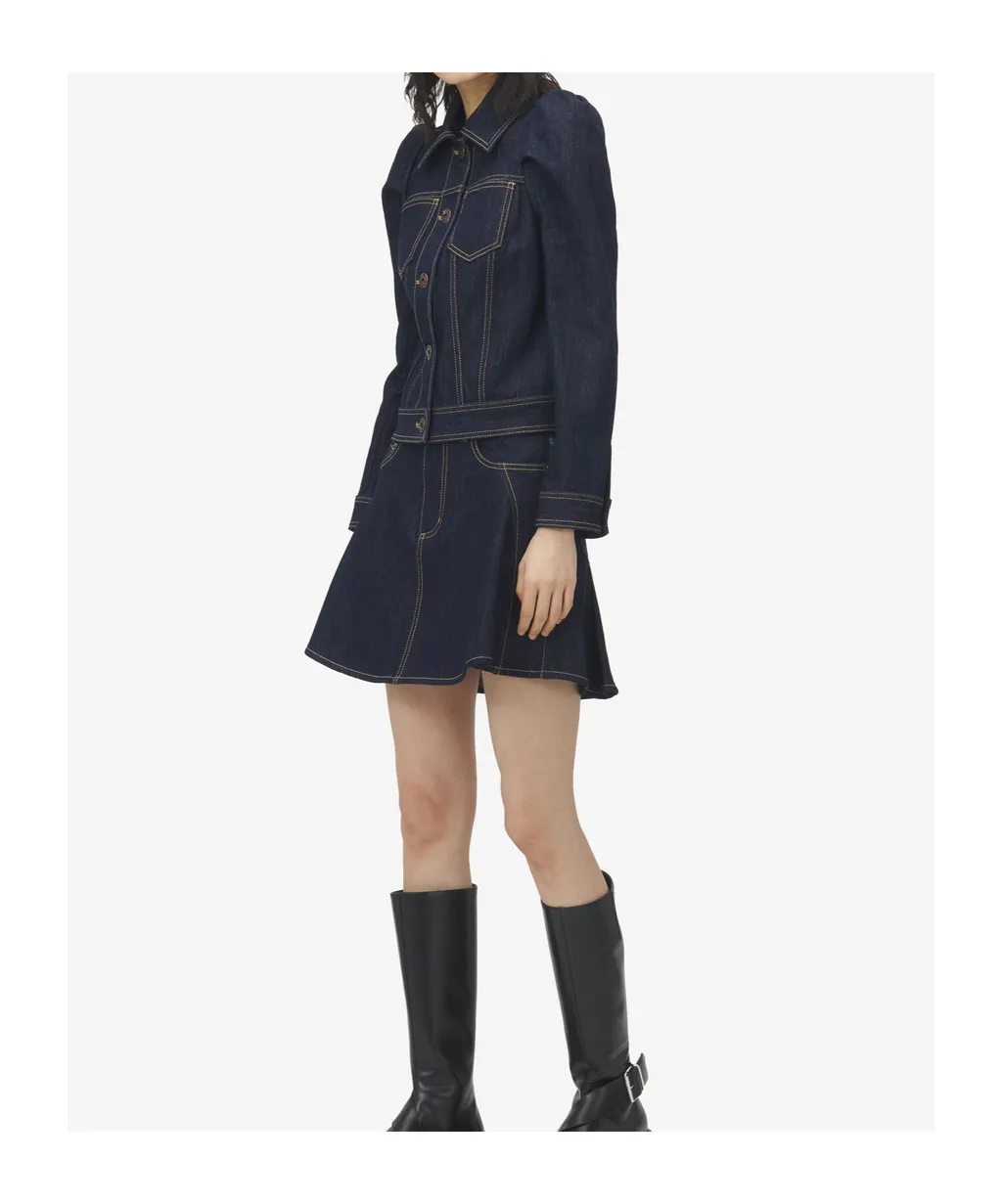Pinched Shoulder Denim Jacket