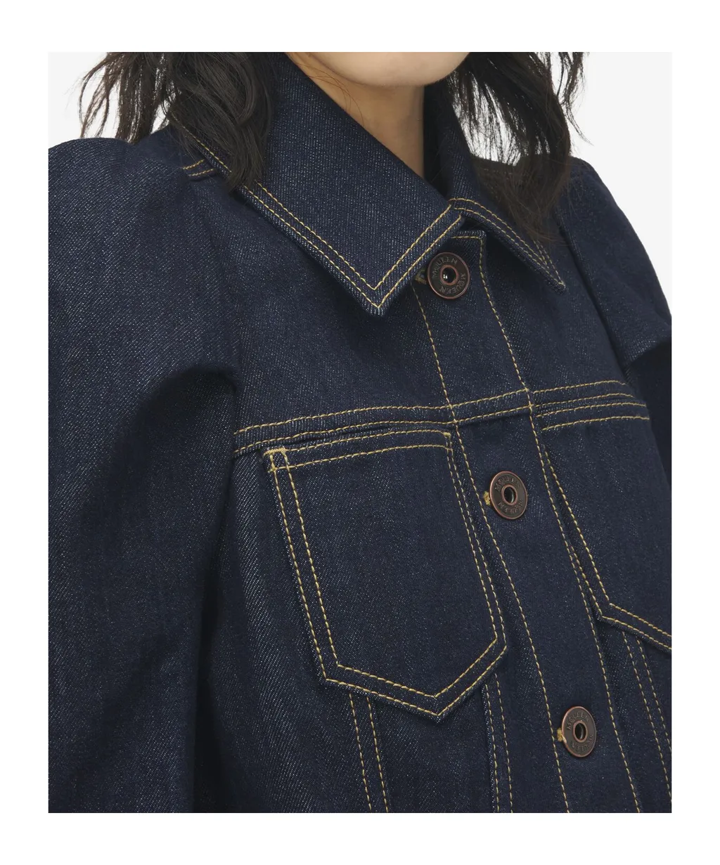 Pinched Shoulder Denim Jacket