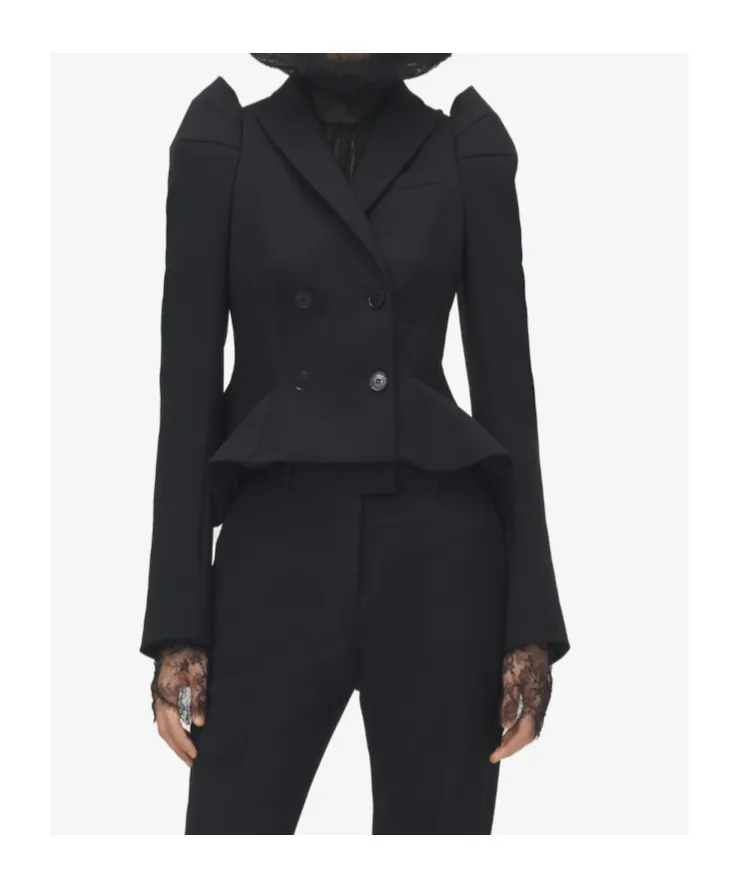 Pinched Shoulder Double Breasted Jacket