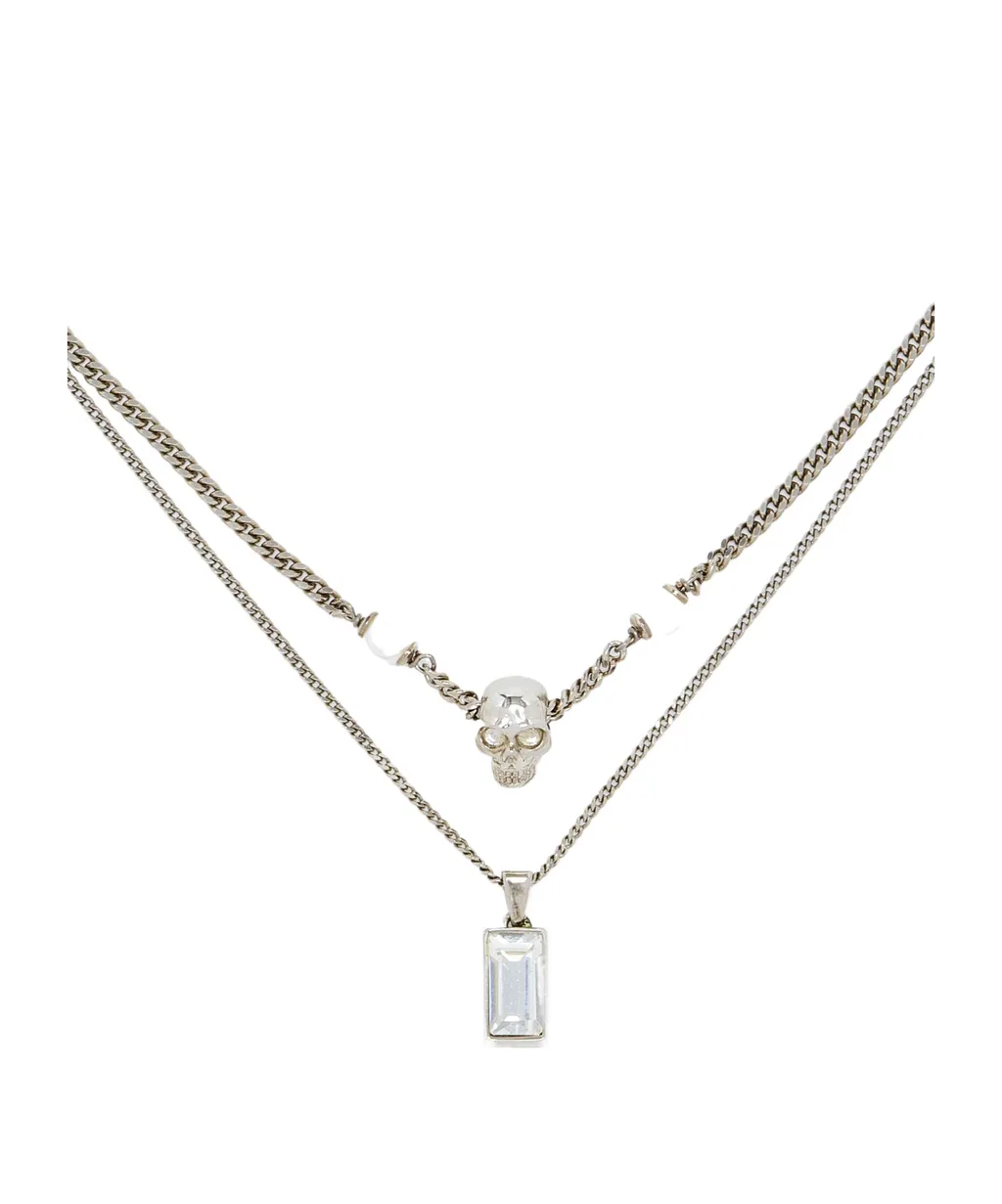 Skull Embellished Layered Chain Necklace