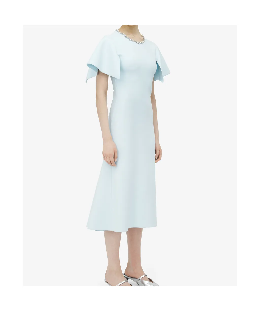 Embellished Short-Sleeve Midi Dress