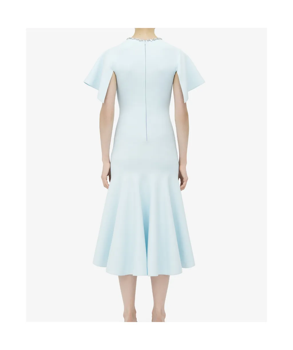 Embellished Short-Sleeve Midi Dress