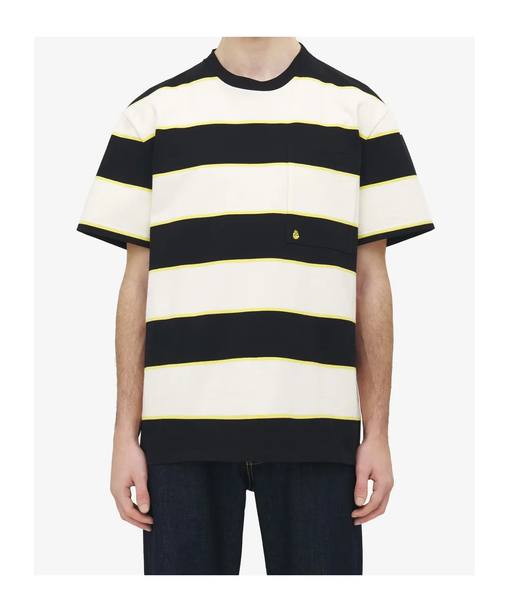 Skull Embroidered Striped T-Shirt
