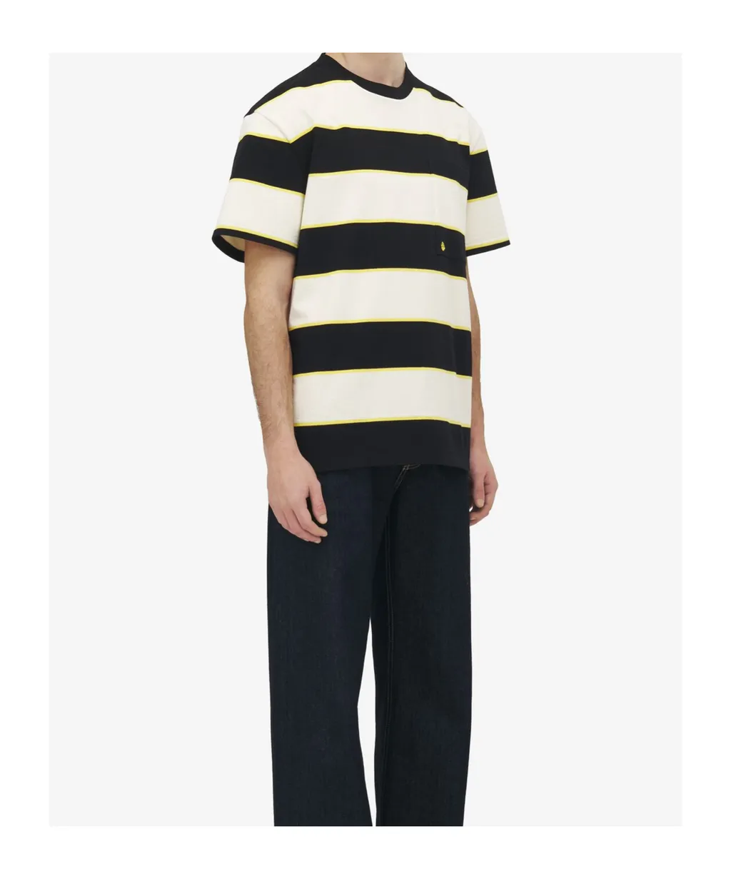 Skull Embroidered Striped T-Shirt