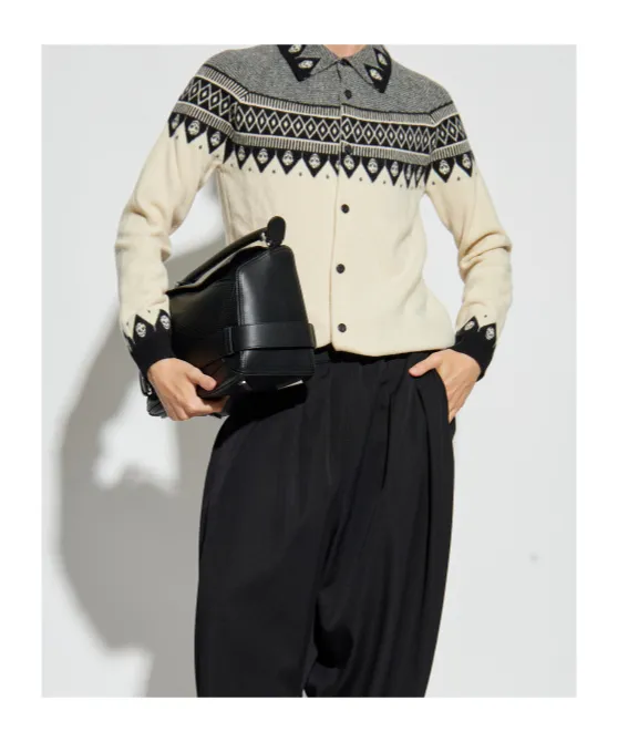 Skull-Motif Wool Cardigan