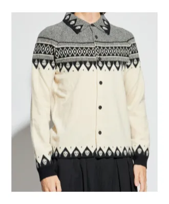 Skull-Motif Wool Cardigan