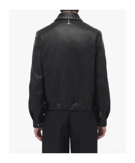 Studded Leather Aviator Jacket