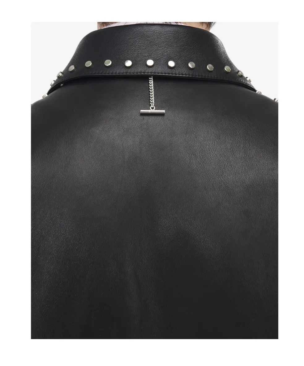 Studded Leather Aviator Jacket