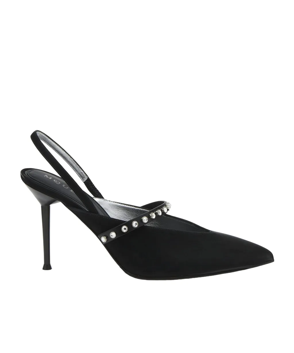 Crystal-Embellished Slingback Pumps