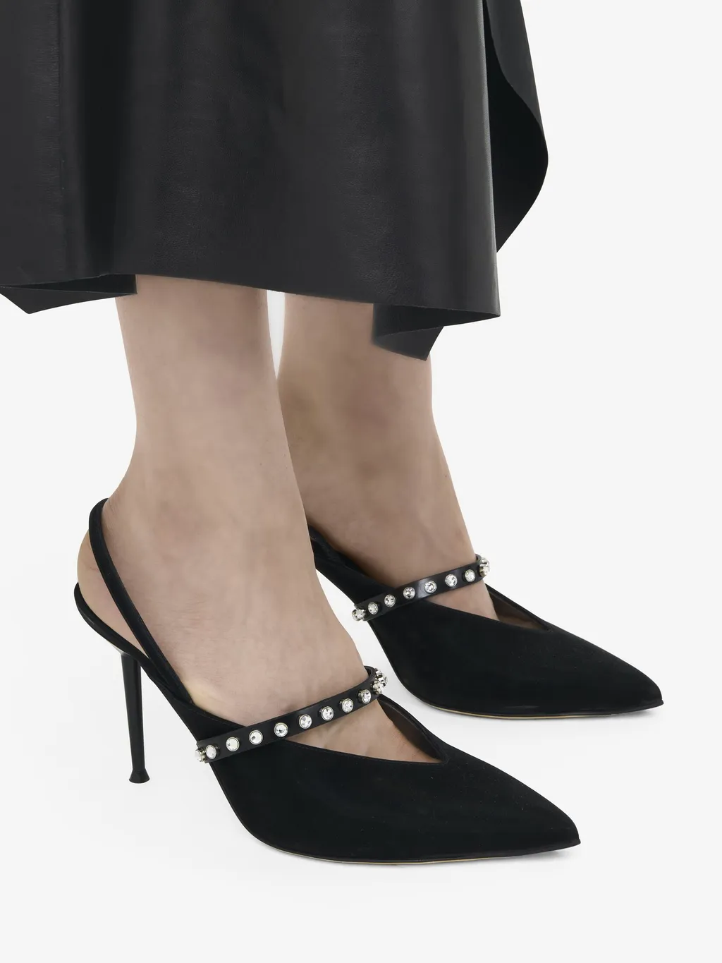 Crystal-Embellished Slingback Pumps