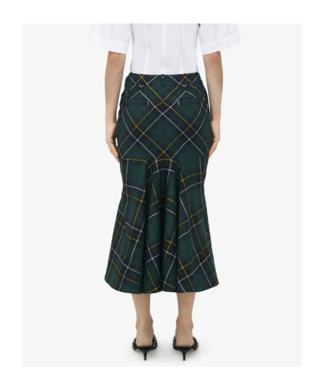 Kickback-Detail Plaid Skirt
