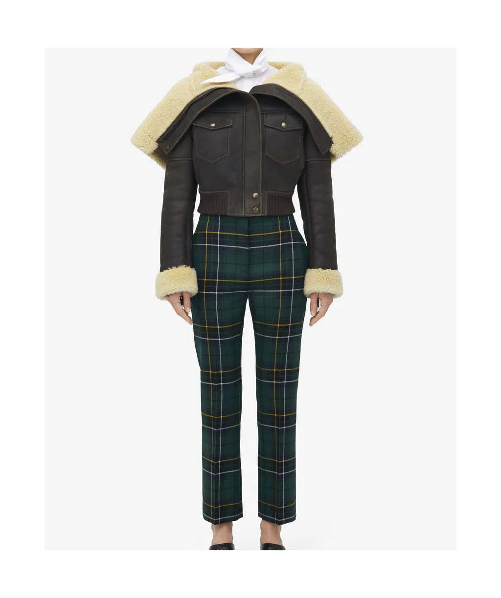 Shearling-Collar Leather Jacket