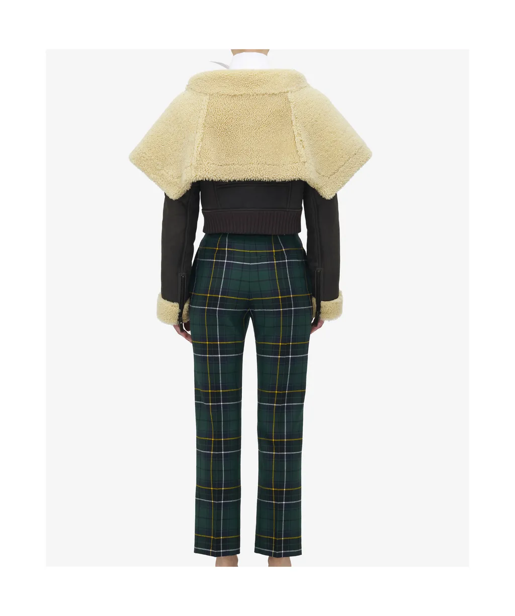 Shearling-Collar Leather Jacket