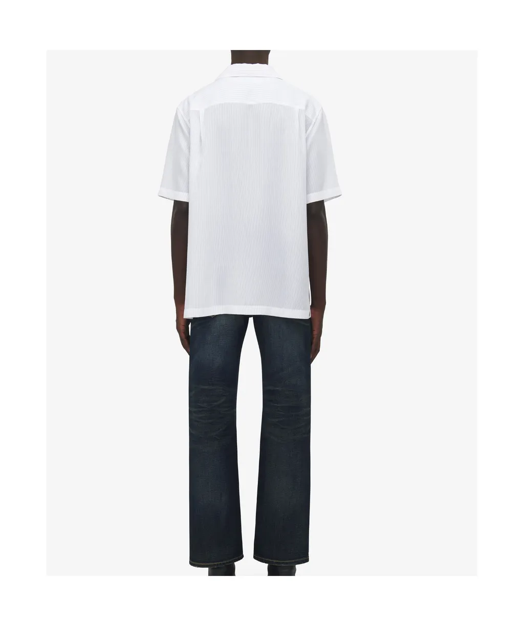 Striped Pattern Embroidered Logo Shirt