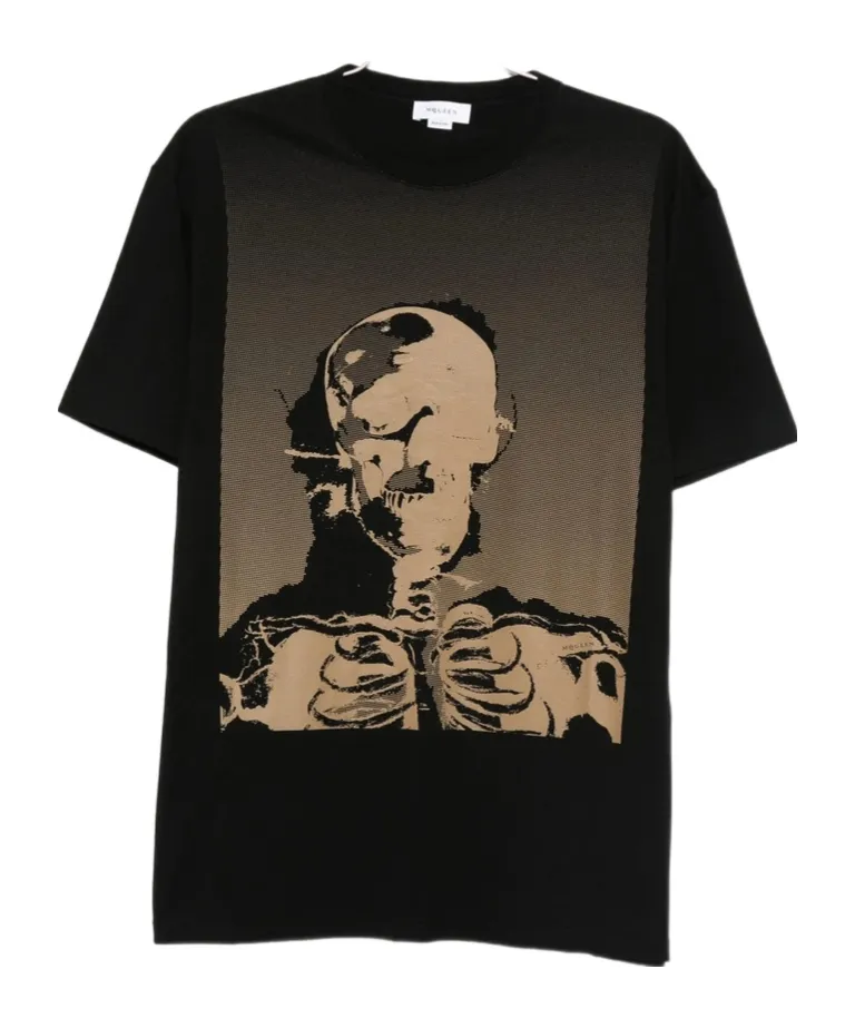 Skeleton Print Cotton T-Shirt