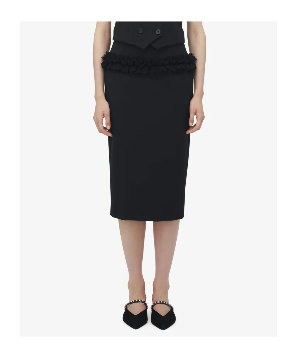 Slashed Buttoned Pencil Skirt