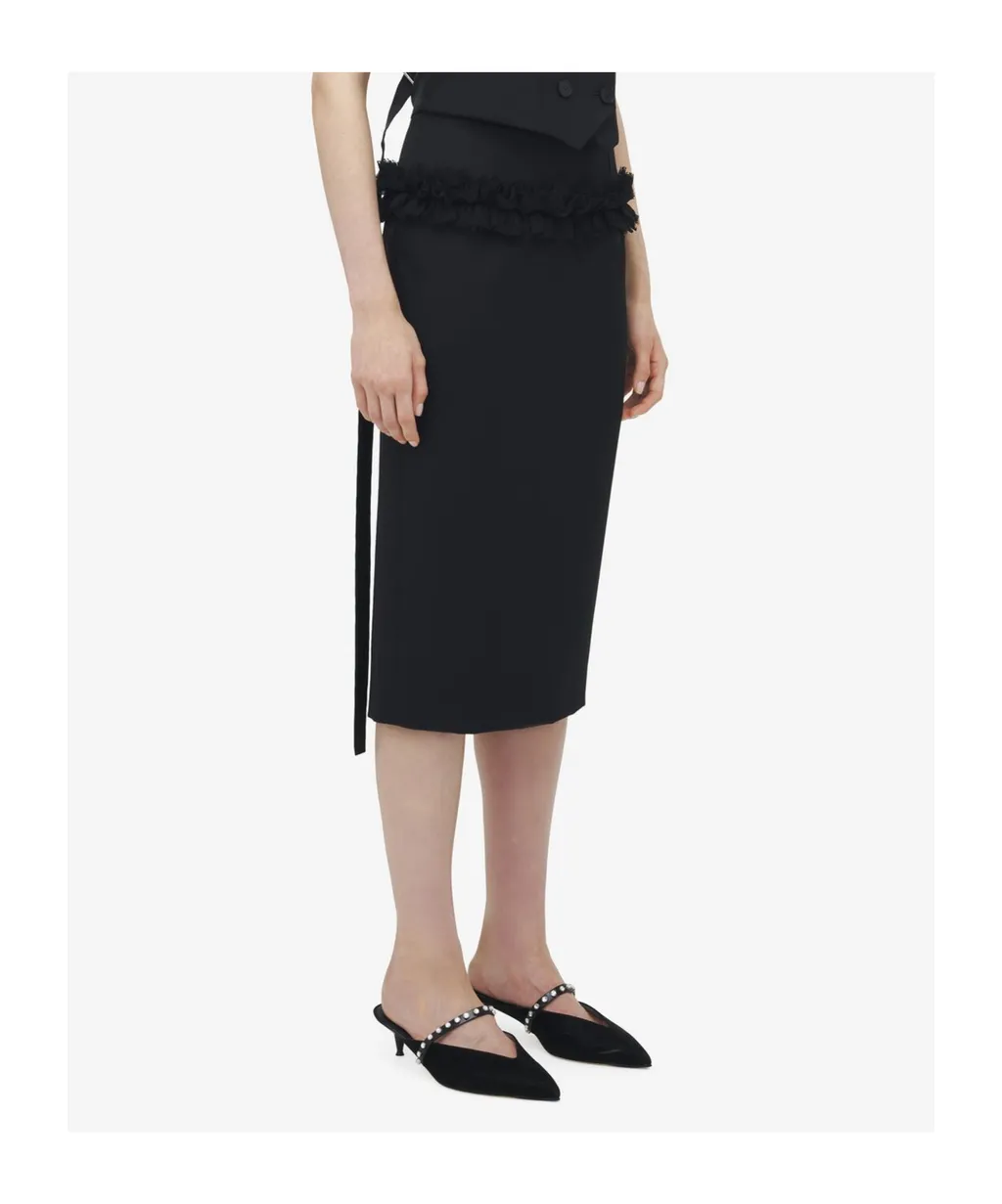 Slashed Buttoned Pencil Skirt