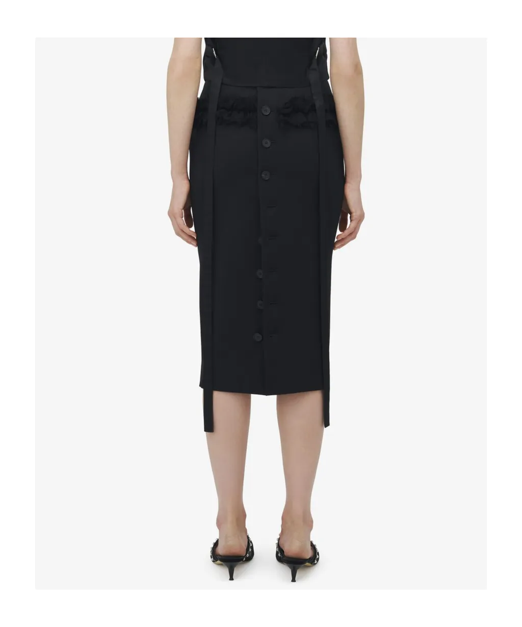 Slashed Buttoned Pencil Skirt