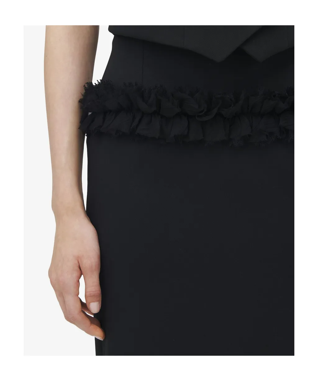Slashed Buttoned Pencil Skirt