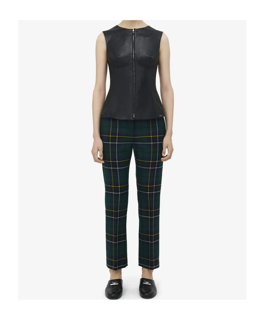 Zipped Crewneck Leather Vest