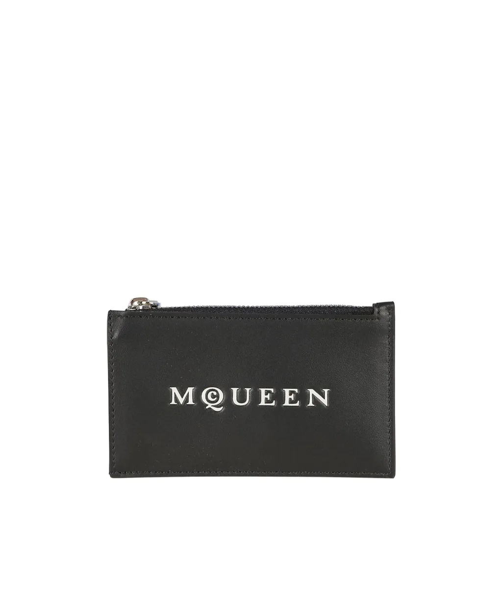 Logo Printed Top Zipped Card Case