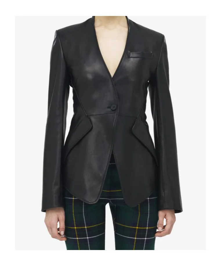 Peplum Tailored Leather Jacket