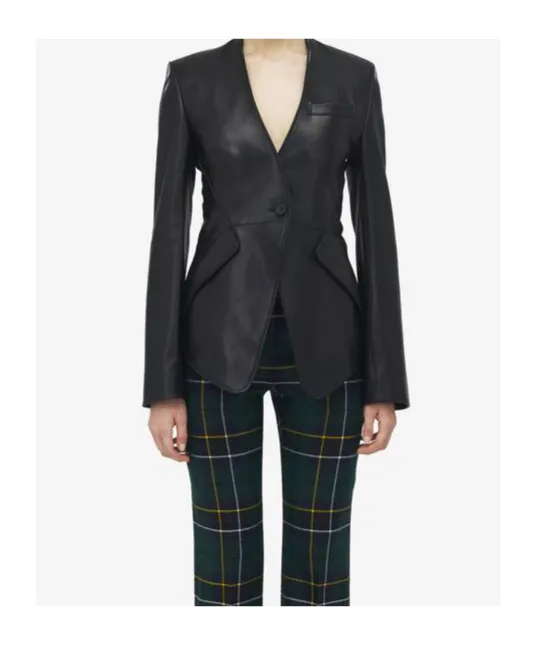Peplum Tailored Leather Jacket