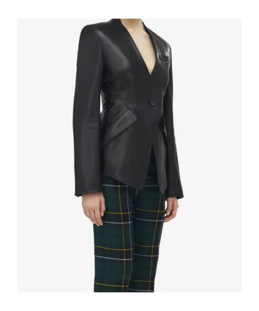 Peplum Tailored Leather Jacket