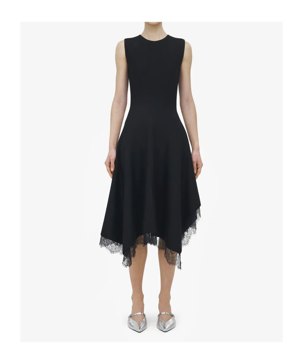 Lace Detail Asymmetric Dress