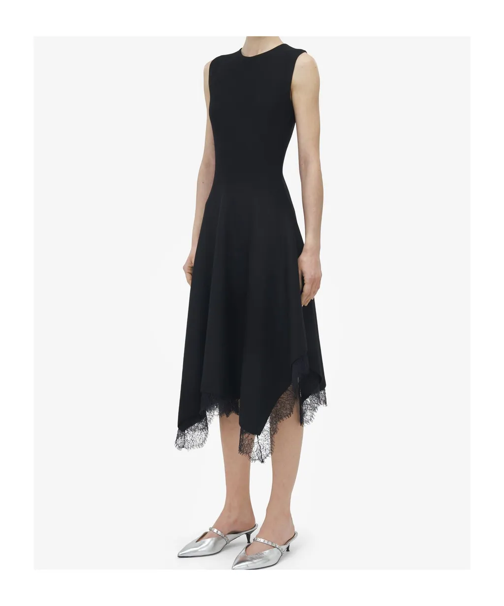 Lace Detail Asymmetric Dress