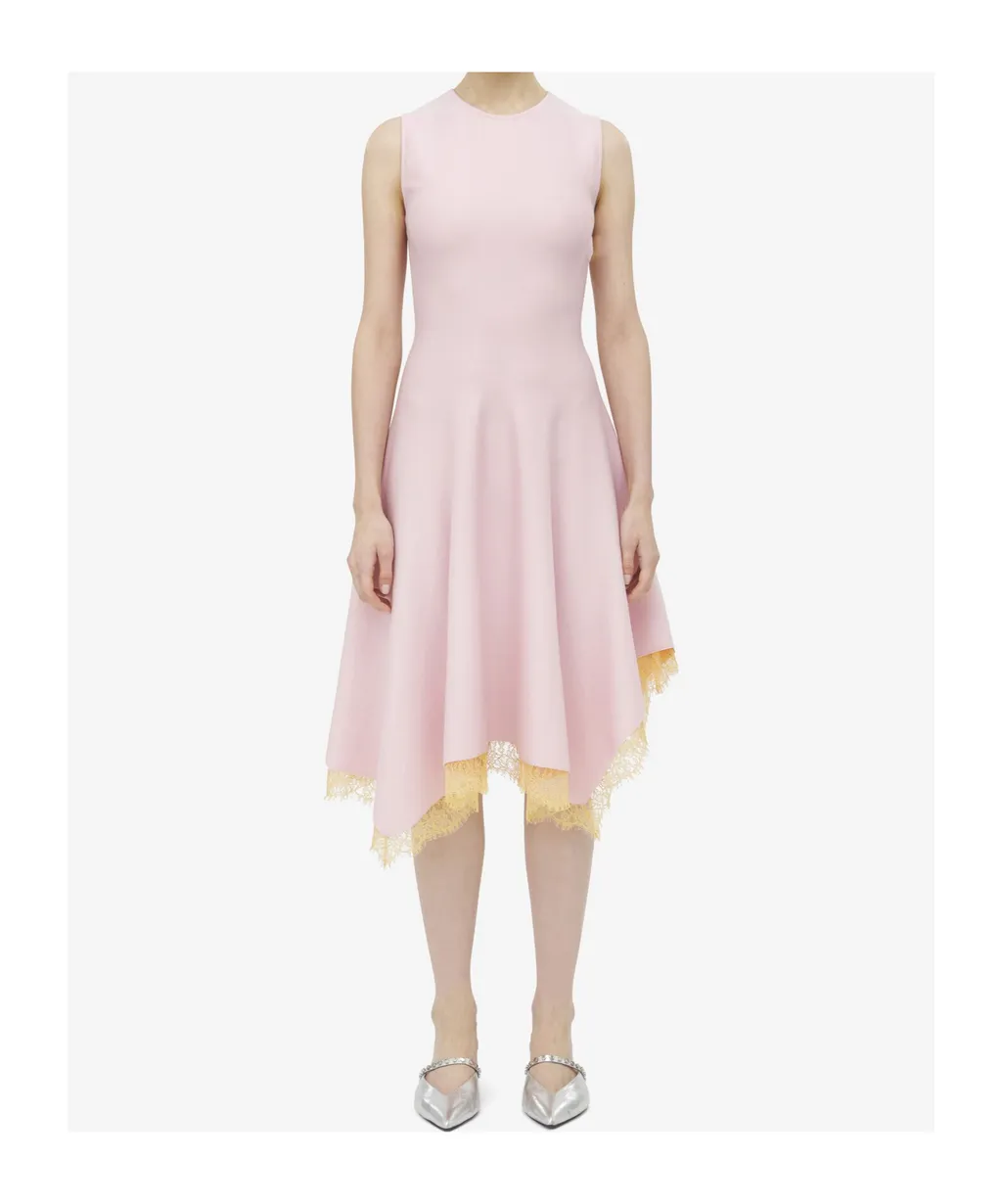 Lace Detail Asymmetric Dress
