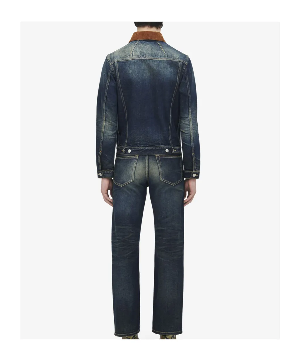 Corduroy-Collar Denim Jacket