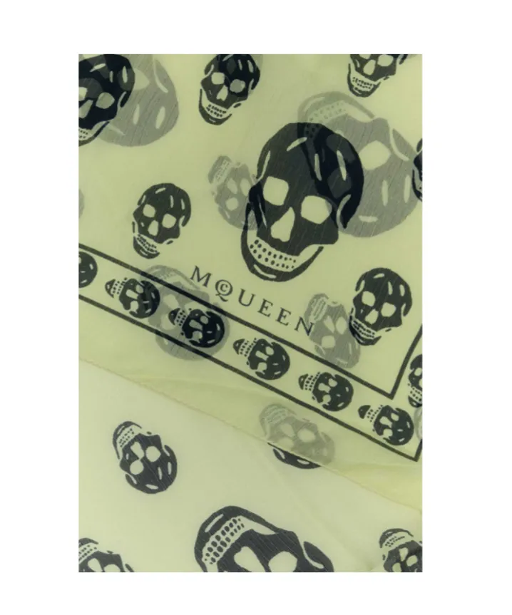 Skull Printed Finished-Edge Scarf