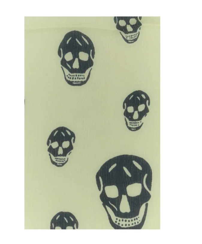 Skull Printed Finished-Edge Scarf