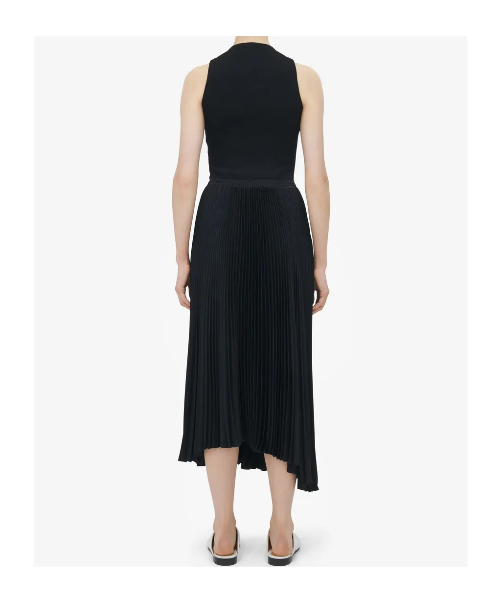 Pleated Asymmetric Sleeveless Dress