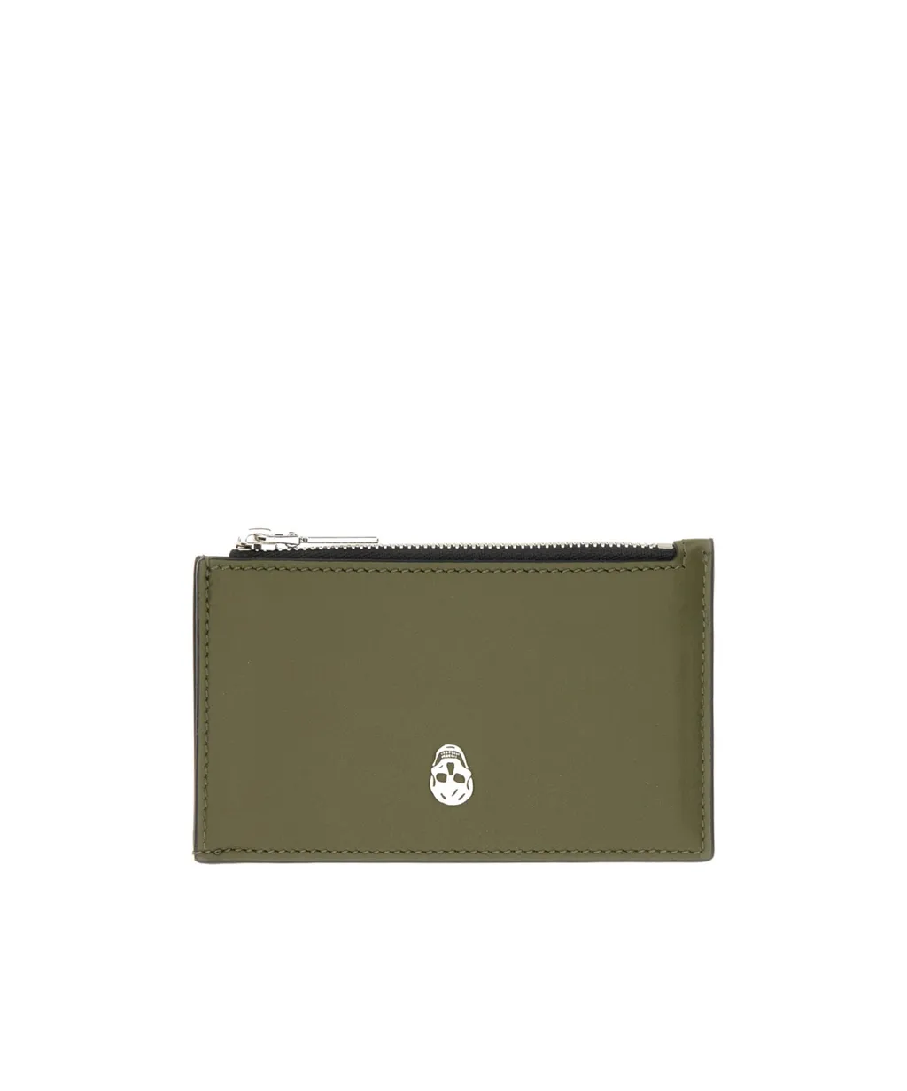 Skull Printed Zip-Up Cardholder