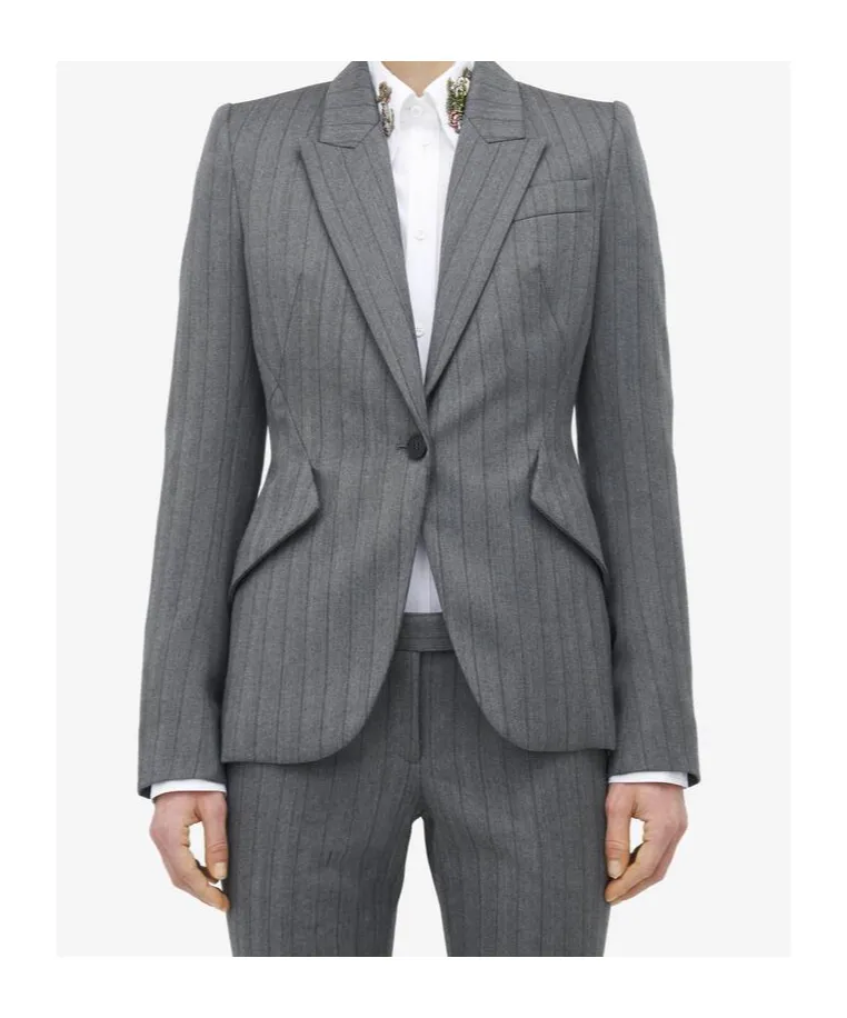 Herringbone Single-Breasted Jacket