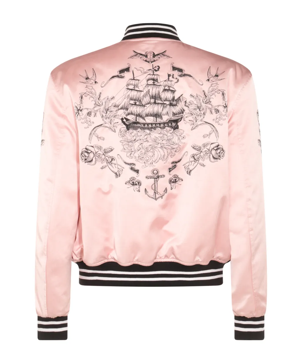 Logo Printed Satin Jacket