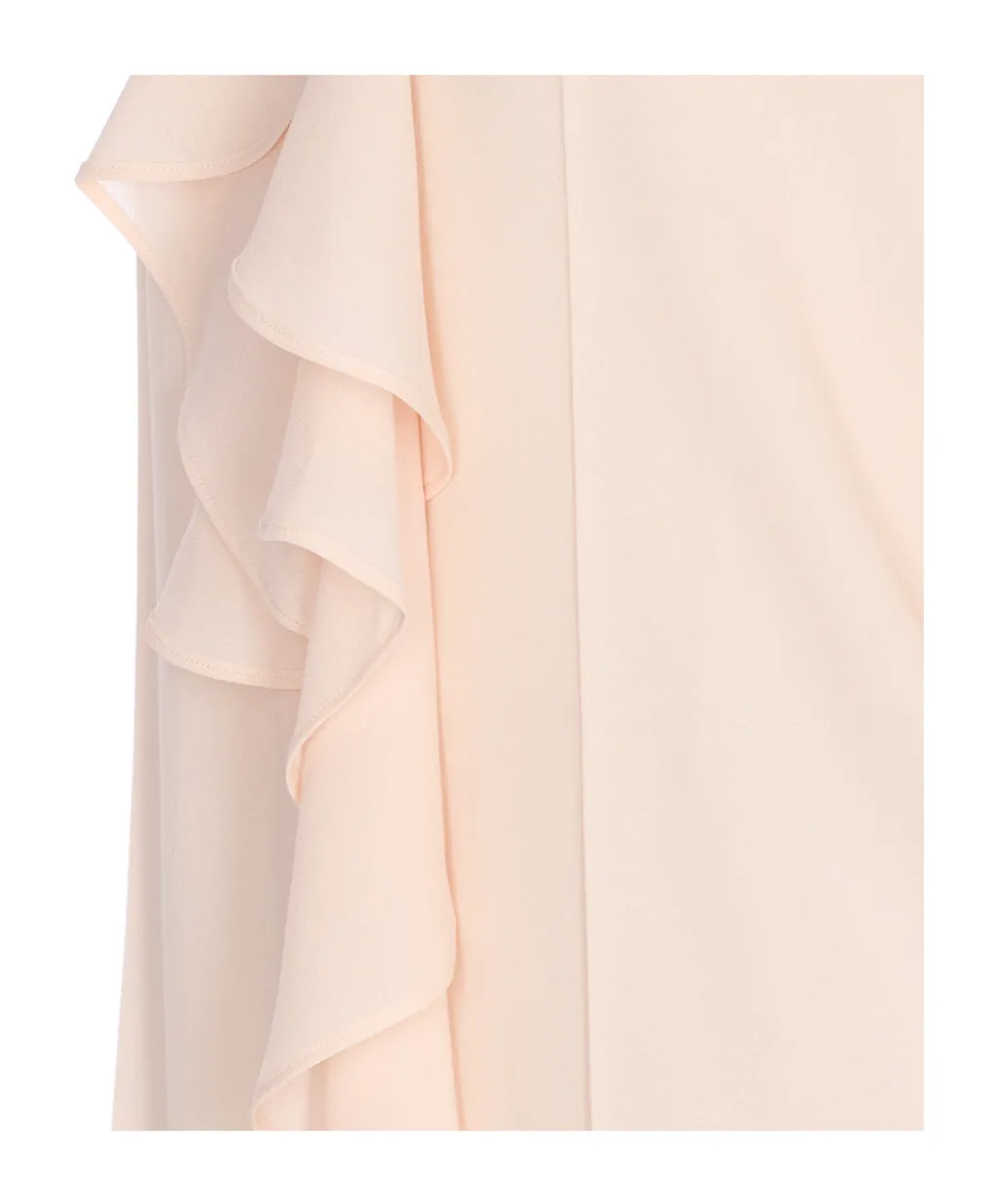 Long Sleeved Ruffled Crewneck Blouse
