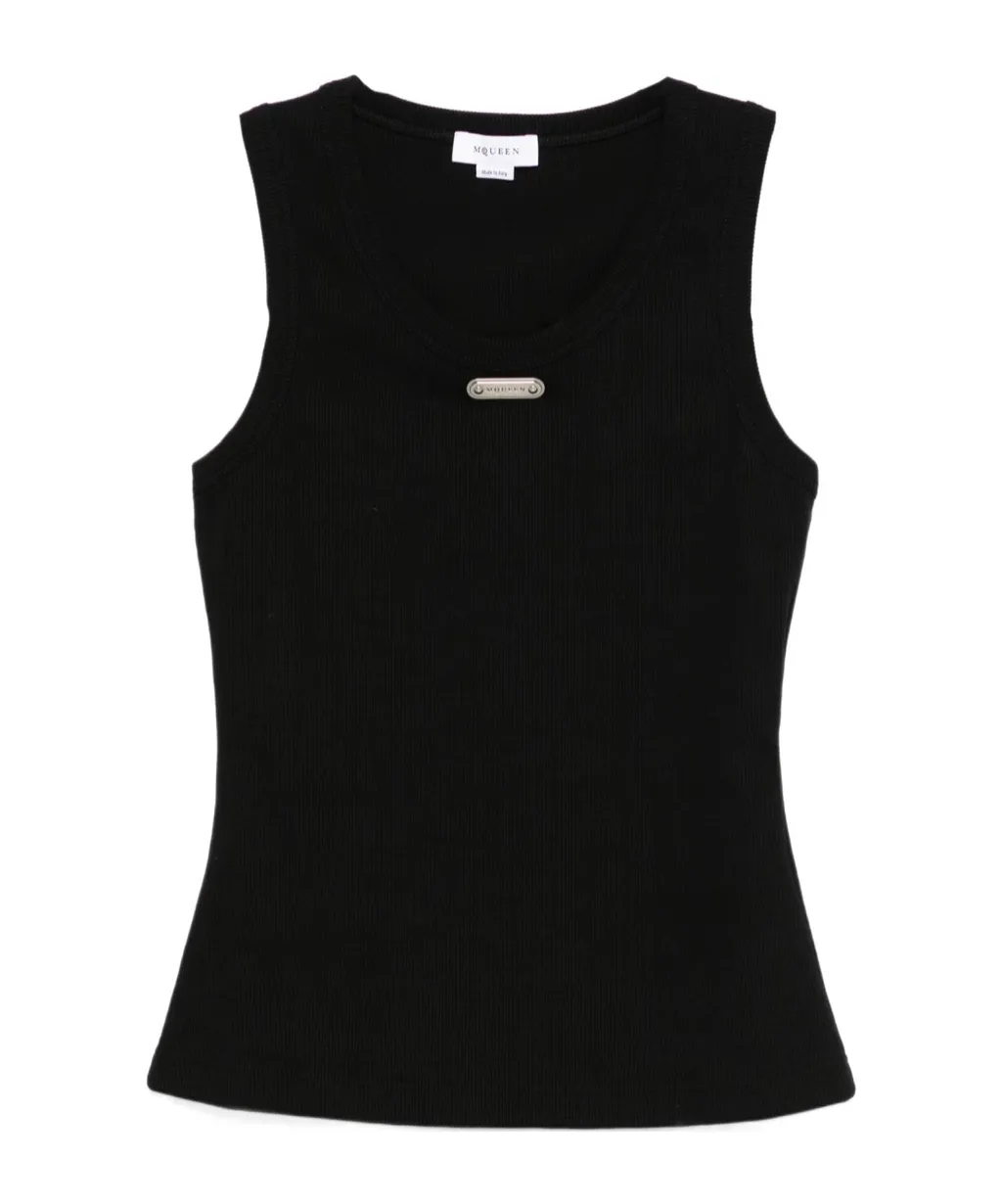 Logo Plaque Ribbed Tank Top